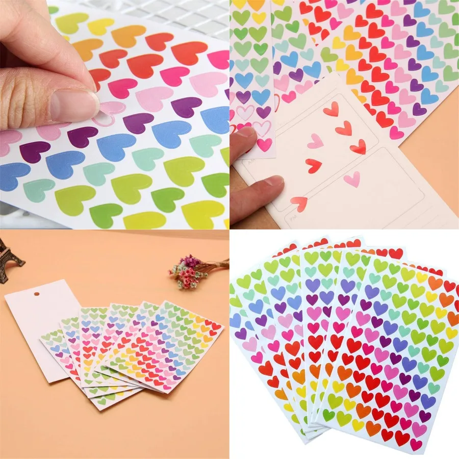 

18 Sheets 1512 Pcs Colorful Heart Shape Self Adhesive Stickers for Scrapbooking and Kid DIY Arts Crafts Perfect for School Proj