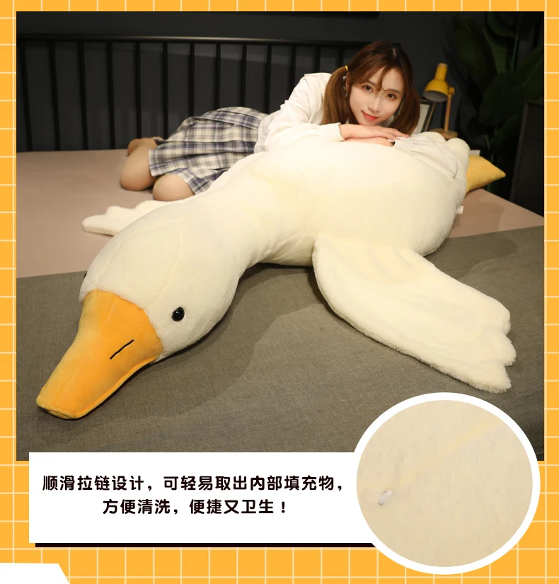 50-190cm große gelbe Umarmung Stofftier Ente Kawaii Riesen gans Plüsch tier Schlaf kissen große weiche Puppe Party Geschenk für Kinder – Detail 7