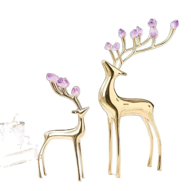 

New light luxury pure copper ornaments, high-end creative home wedding animal decoration deer, gift handicrafts