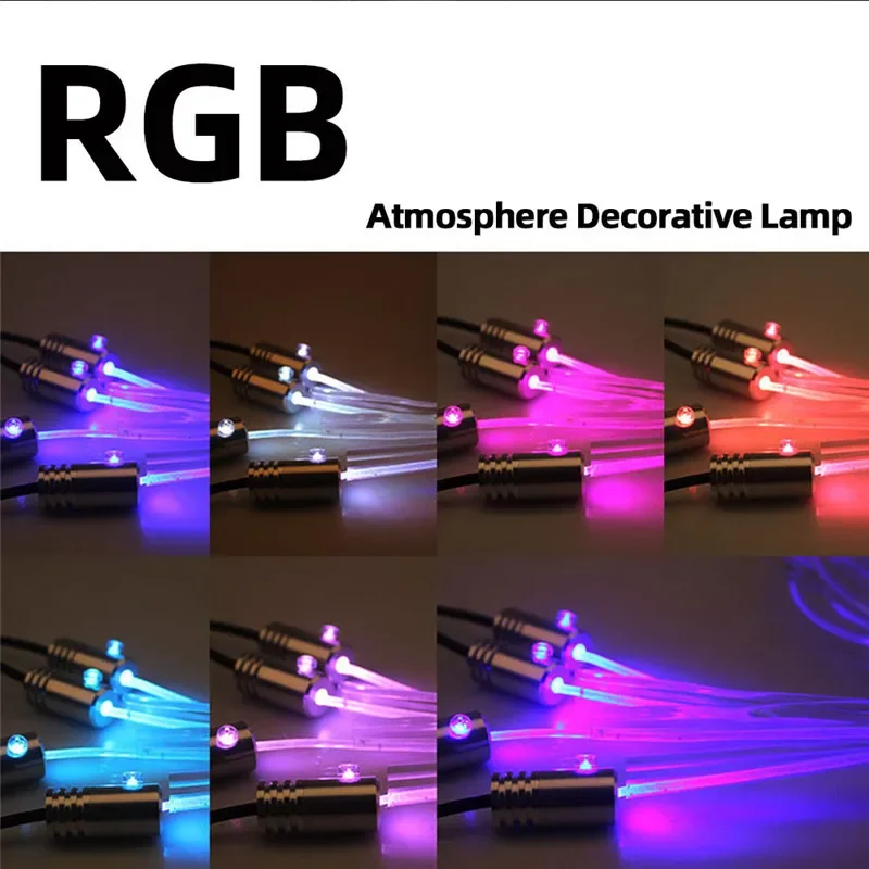 RGB LED Ambient Lighting Colorful Decor Atmosphere Light Strip Interior Car Fiber Optic Neon Wire Strip Light Kit!