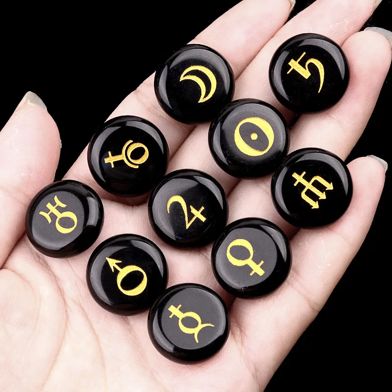 10pcs Energy Crystal Stone Ornament Set Round Natural Rose Quartz Rune Stones Witches Runes Divination Stones Decoration 18mm