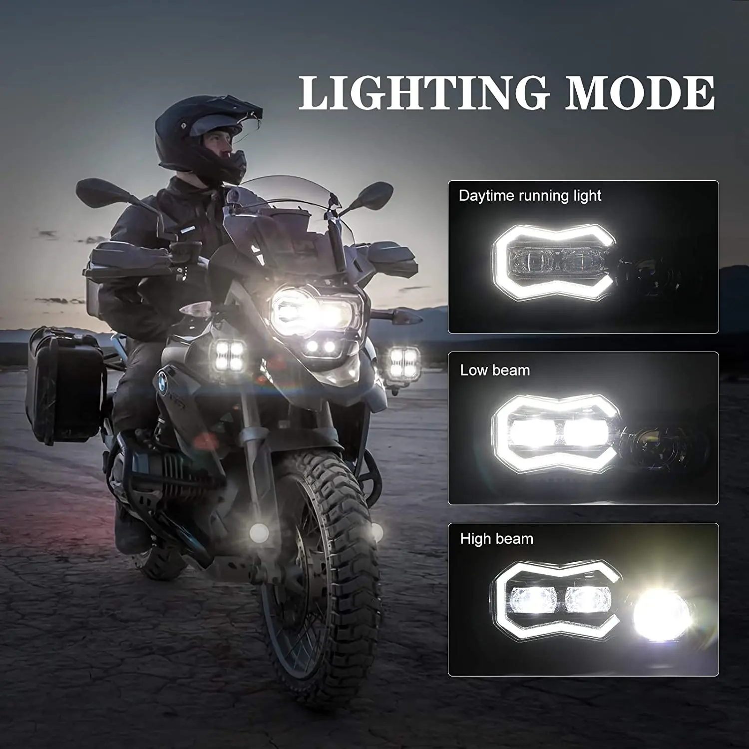 For BMW F650 700 800 GS F800GS ADV 2008-2018 E24 E-Mark Approved 110W Motorcycle LED Projector Headlight Assembly LED Spotlight