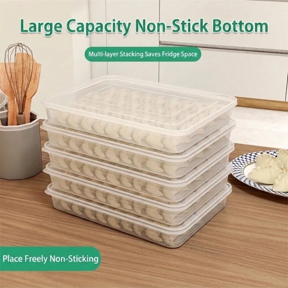 New Transparent Dumpling Box with Lid Stackable Freezer Storage Box multi-functional portable Food Containers Kitchen