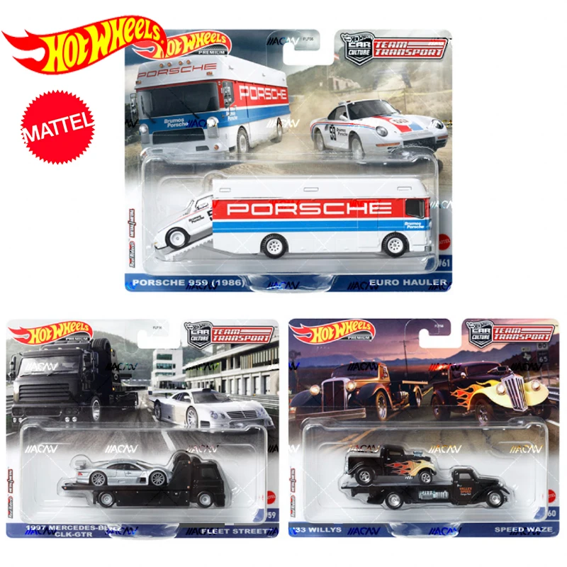 Original Hot Wheels Premium Car Culture Team Transport Toy for Boys 1/64 Diecast Fleet Street Speed Waze Porsche 959 (1986) Gift