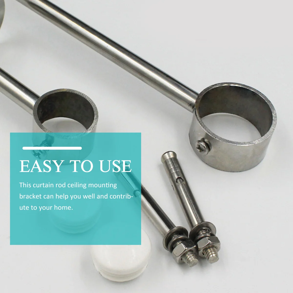 

2Pcs Balcony Mount Bracket Stainless Steel Heavy Duty Ceiling Socket for Closet Cabinet Shower Curtain Rod Wall Support