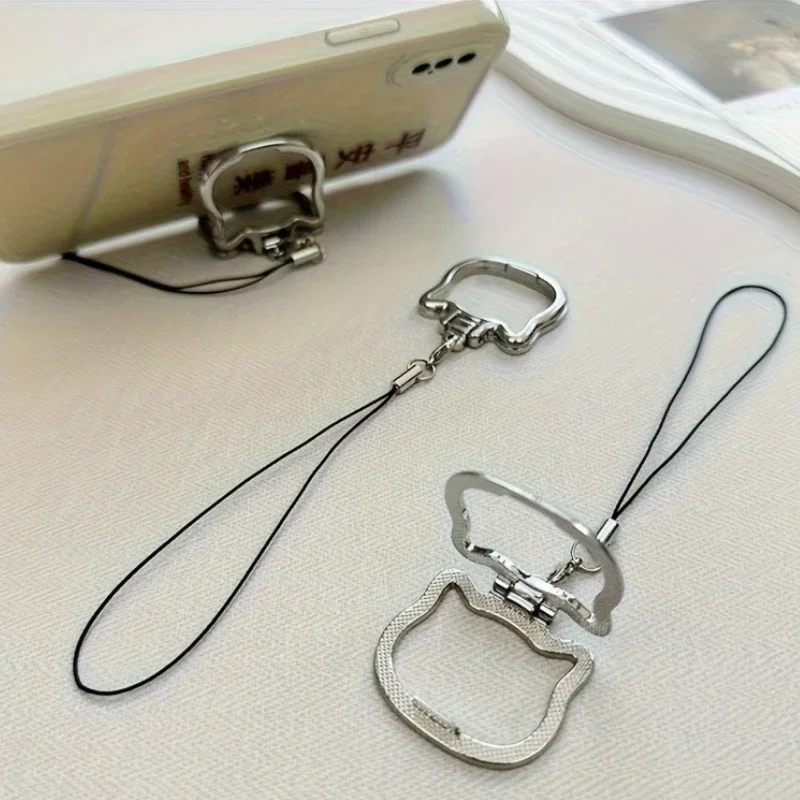 

Mobile Phone Lanyard With Cat Shaped Pendant, Universal Foldable Phone Holder Desktop Support Stand