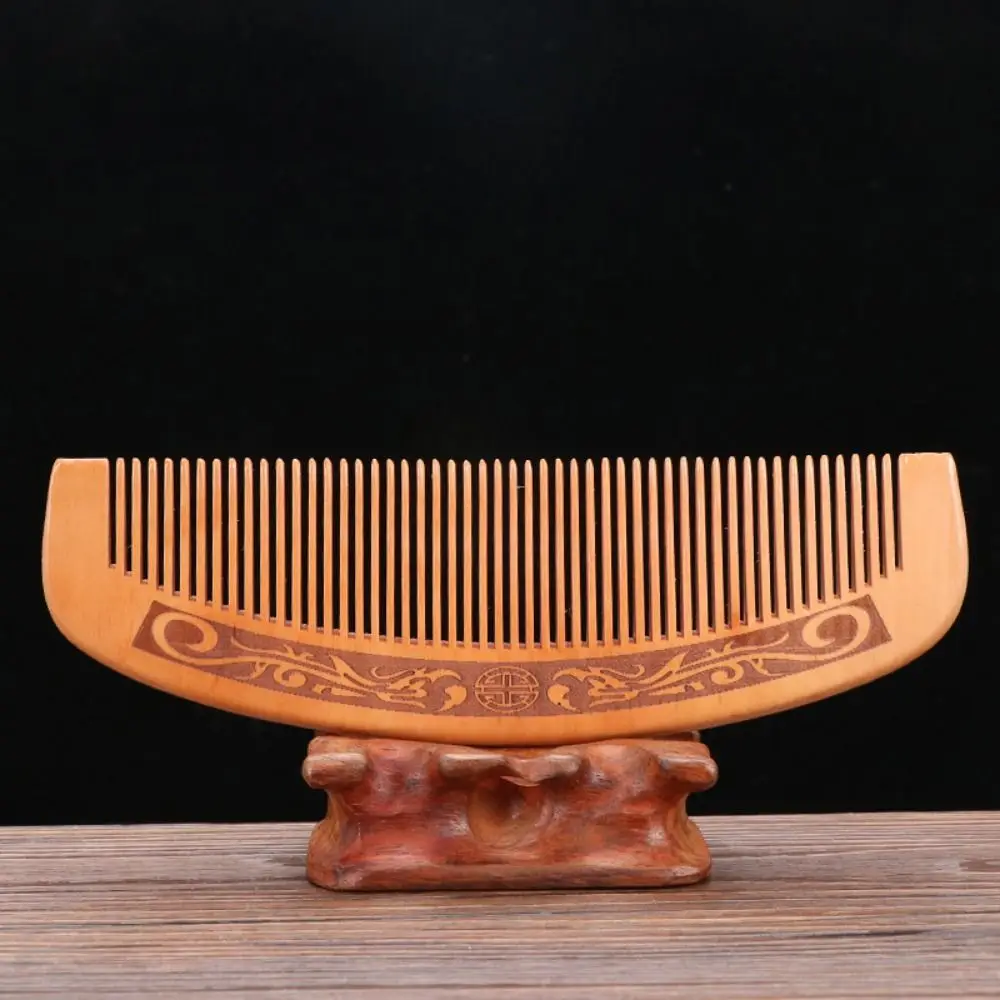 Peach Wood Peach Wood Hair Comb Close Teeth Anti-Static Peach Wood Comb Retro Traditional Natural Solid Wood Comb