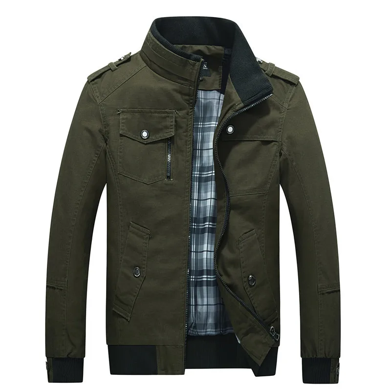 Spring Autumn Men's Bomber Jacket Fashion Men Cotton Stand Collar Army Tactical Jacket Outdoor Men Hiking Windbreaker Jackets