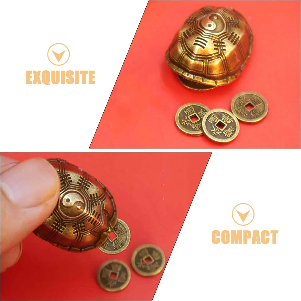 Turtle Shell Pendant Home Adorn Sculpture Lucky Coin Decor Zinc Alloy Ornament Divination Game