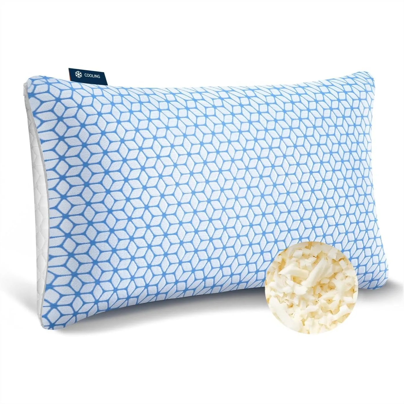 

Shredded Memory Foam Pillow Queen Size 1 Pack, Adjustable Cooling Pillow Soft Support for Side Back Stomach Sleepers