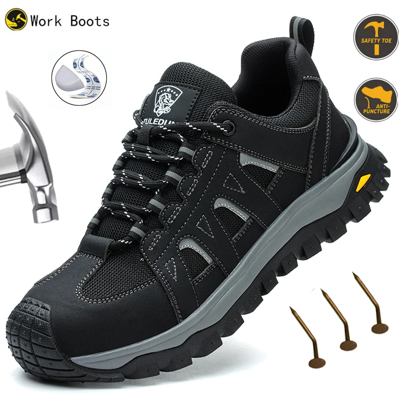 

Safety Shoes Men Steel Toe Work Shoes Anti-smash Anti-puncture Indestructible Shoes Protective Boots Construction Work Shoes