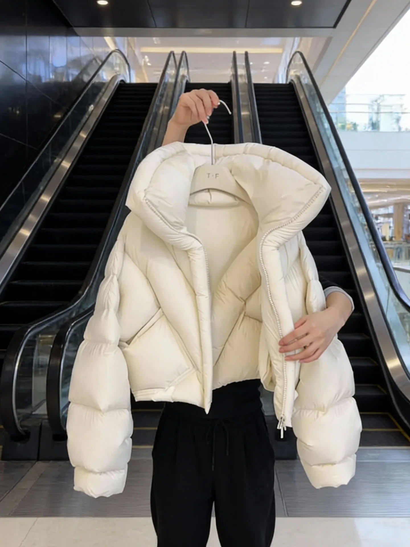 Sli ort puffer jaet casaco feminino de pele sintética branco puffa inverno thi outerwear coreano sle ajuste regular fibra de poliéster