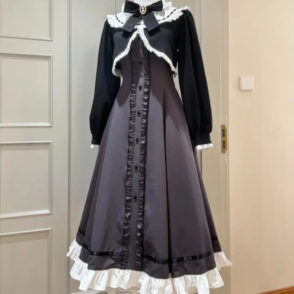 Christmas and New Year's Battle Robe Outfit, Autumn and Winter Daily Commuting Long Style, Two True French Elegant JK Dresses