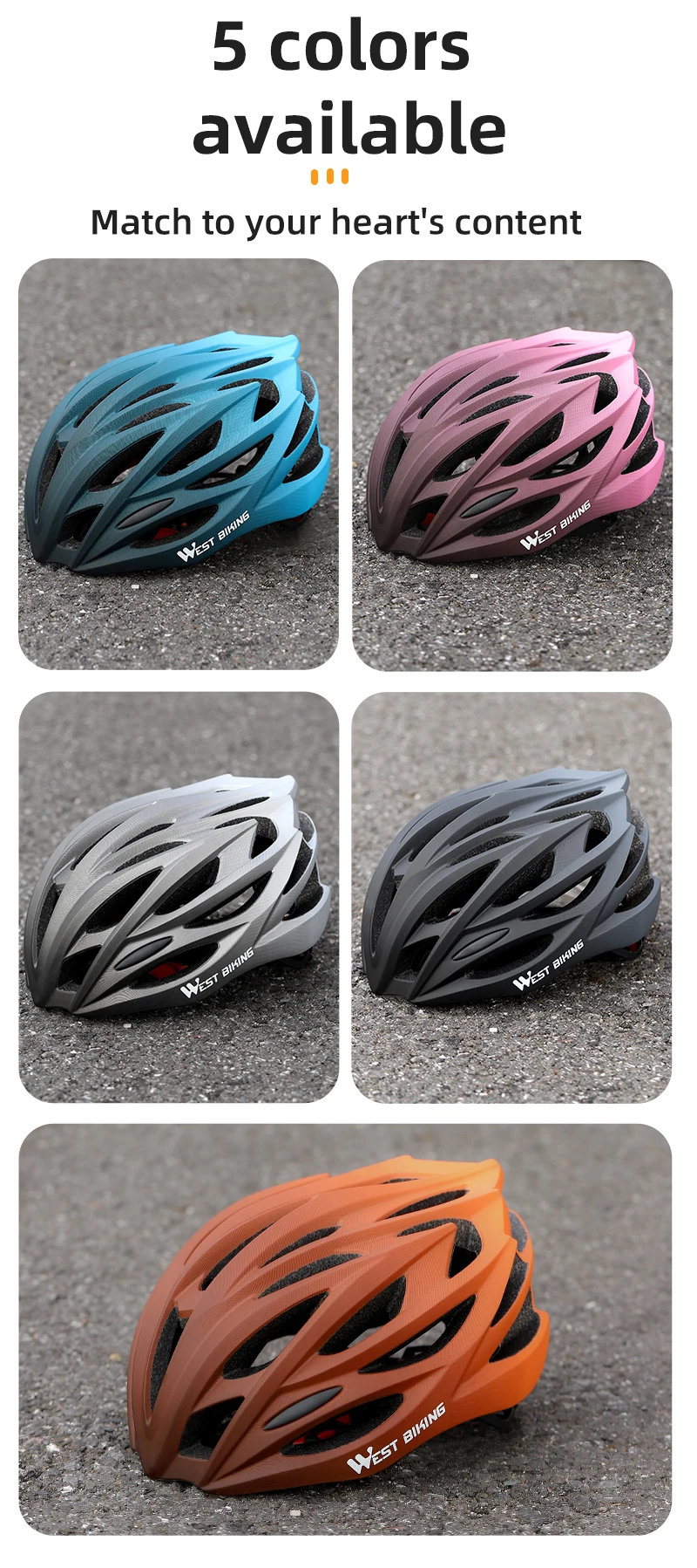 WEST BIKING Fahrradhelm Ultraleicht Integral Geformt 28 Belüftungsöffnungen Farbverlauf Verstellbare Größe M L Rennrad MTB Fahrradhelm Unisex – Detail 13