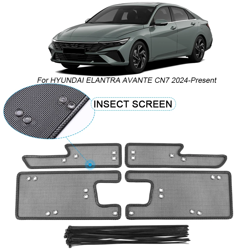 

4PCS Car Insect-proof Air Inlet Protect Cover Airin Insert Vent Racing Grill Filter Net For Hyundai Elantra Avante CN7 2024-2026