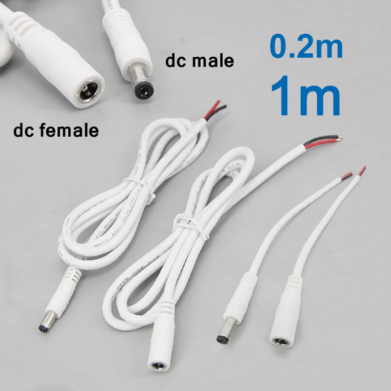 18awg 7A DC Male DC Female Power Supply extension Cable 5.5mmx2.1mm Connector Current 0.2m 1m Copper Wire For LED Strip light u