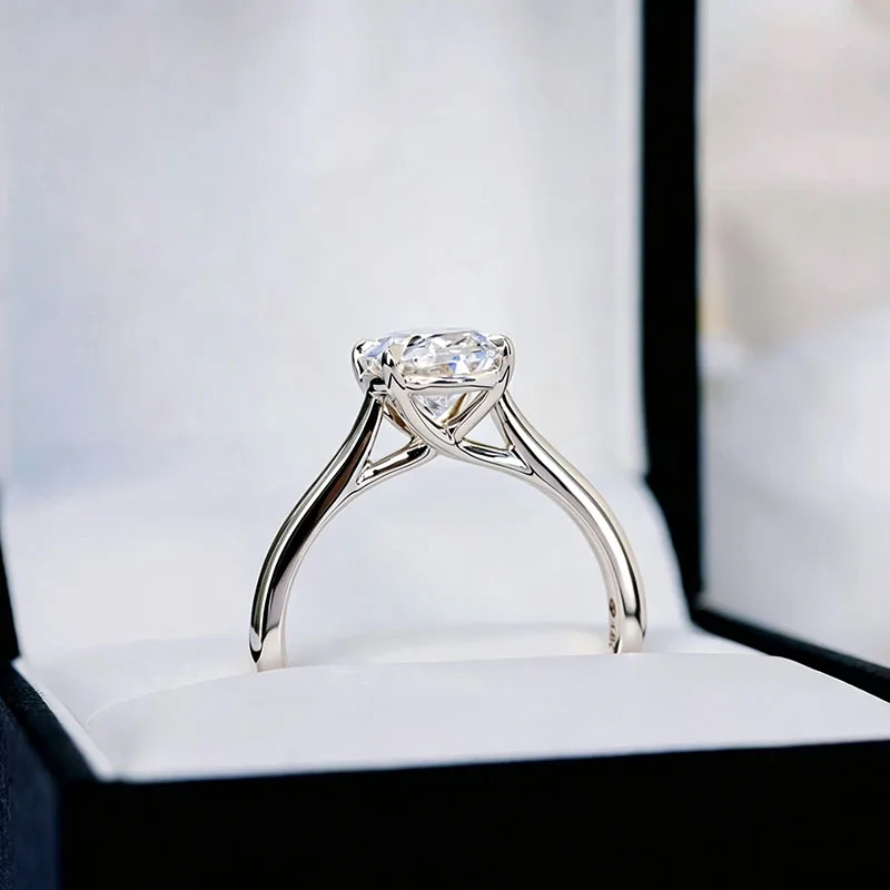 Platinum 950 Lab Grown Diamond Ring 2 Carat Oval Cut DEF VS IGI Certified Solitaire Engagement Wedding Ring Luxury Fine Jewelry