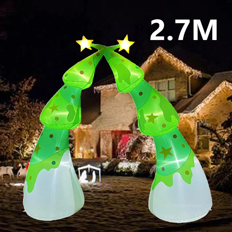 

2.7M arched inflatable toy Christmas tree with LED lights, outdoor decoration for Christmas, courtyard party decoration