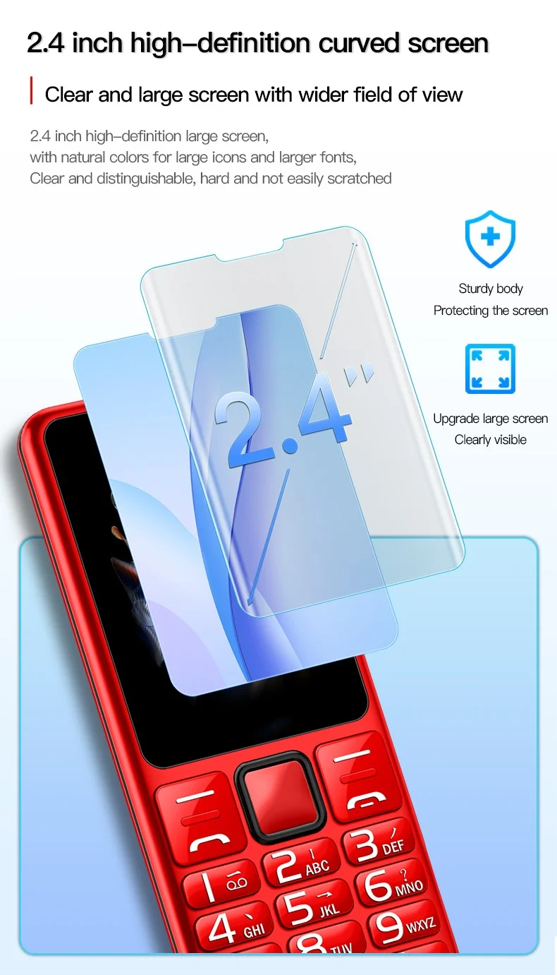 I79 (H6) 4G Elderly Mini Cellphone 2.4Inches TFT Screen 32MB RAM No Camera Torch Dual SIM English Keyboard Mobile Phone