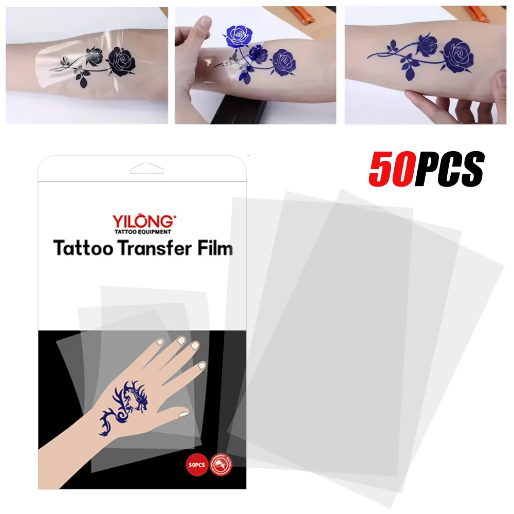 

50pcs Tattoo Transfer Film - A4 Transparent Transfer Paper for Hand-Drawn Designs & Thermal Printing, Tattoo Artists & Body Art
