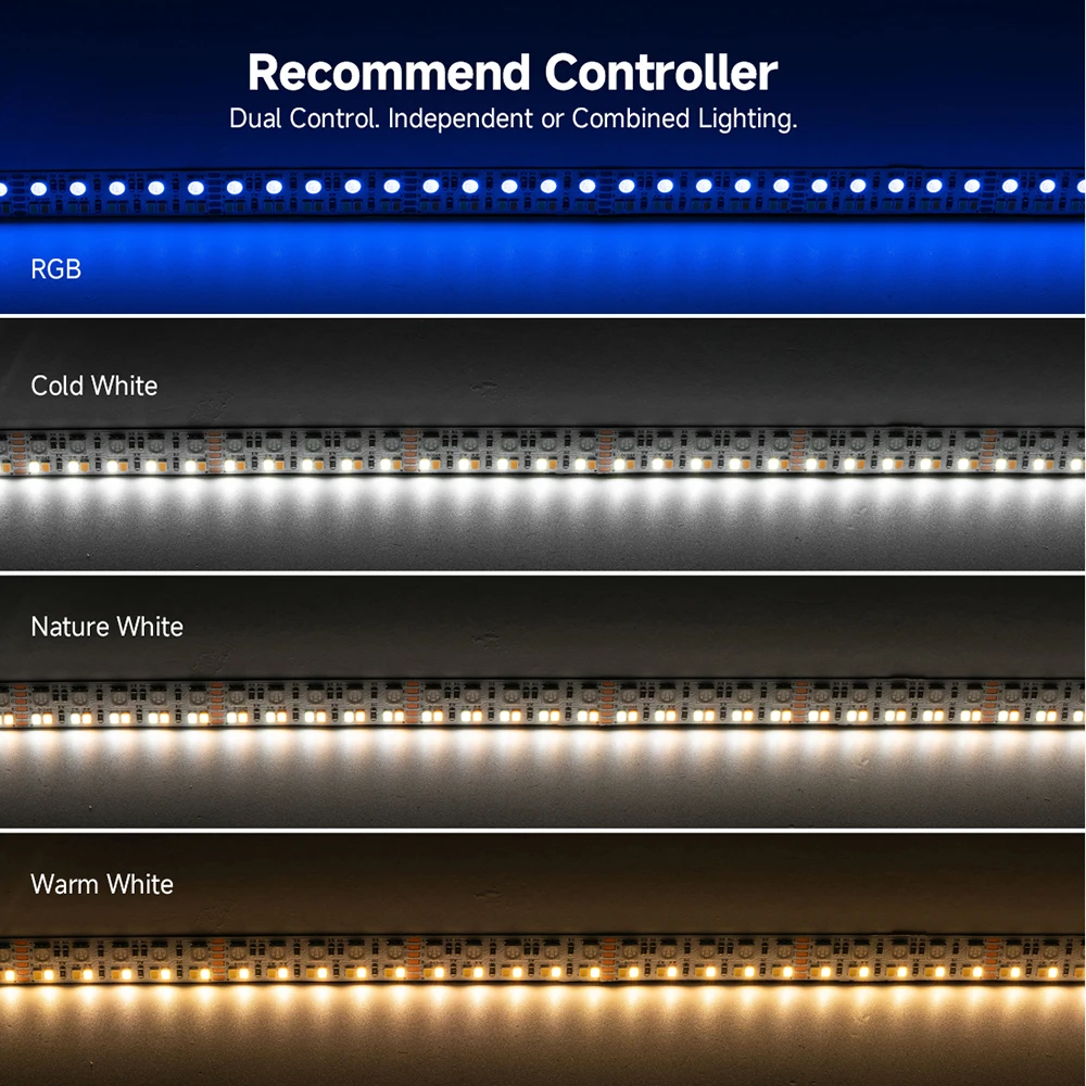 5 متر صف مزدوج RGBCCT 5 ألوان في 1 LED قطاع ضوء 6pin RGBW RGBCW RGBWW 5050 RGB 2835 WW CW 3000K-6500K 270 المصابيح/م 15 مللي متر 12 فولت 24 فولت