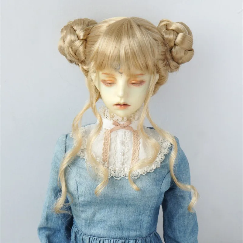 JD729 8-9inch 9-10inch  Chinese Twin Buns Synthetic Mohair BJD Wigs  1/3 SD DOD Bltythes Doll Accessories