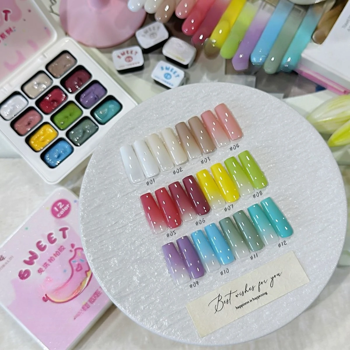 

12 Colors Pat Painting Gel Nail Polish Pink Red Patting Glue Smudge Canned High Saturation Semi-Solid Gel varnish Nail Supplies