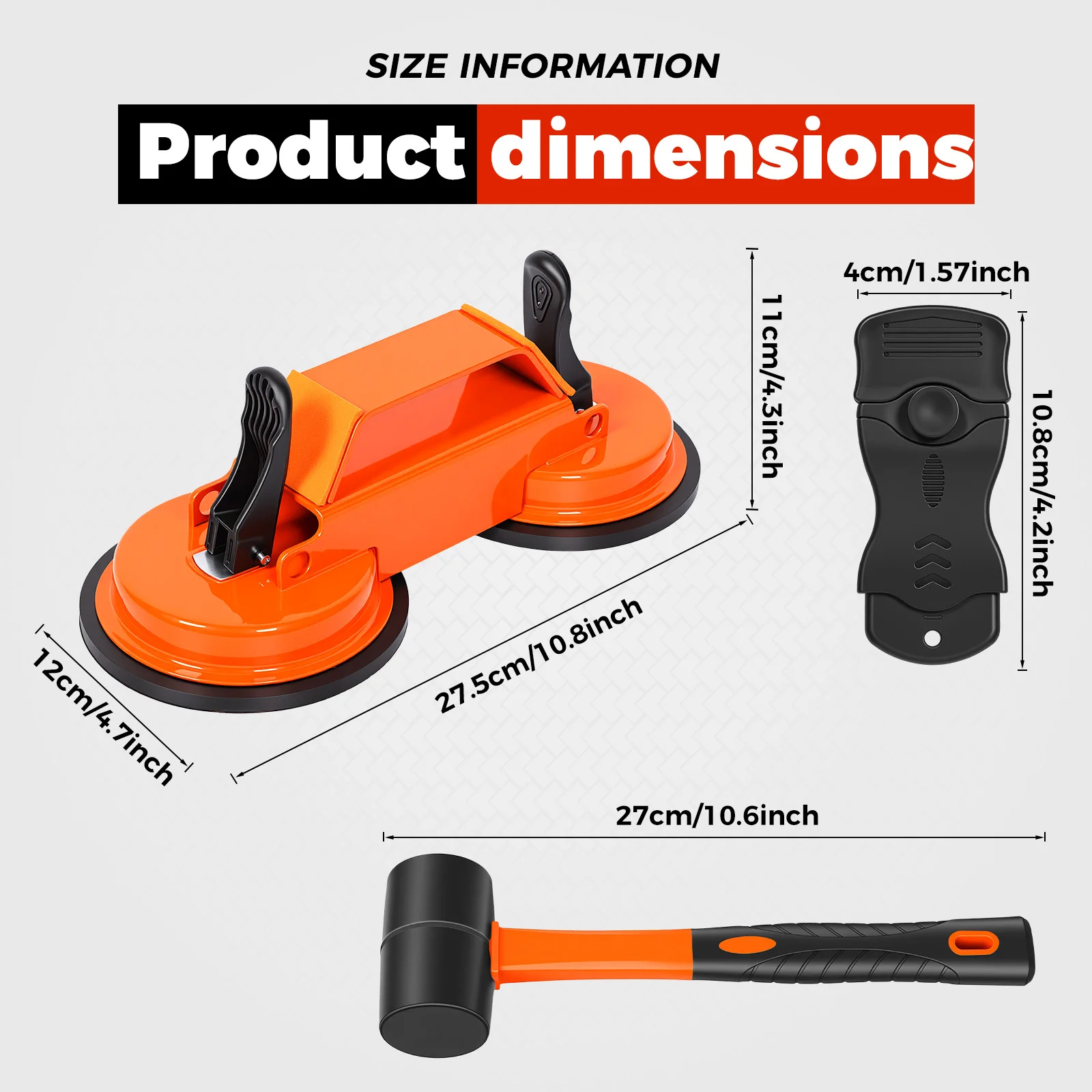 Professional Floor Gap Repair Kit Heavy Duty Double Suction Cups with Mallet Scraper for Laminate Vinyl Flooring Installation
