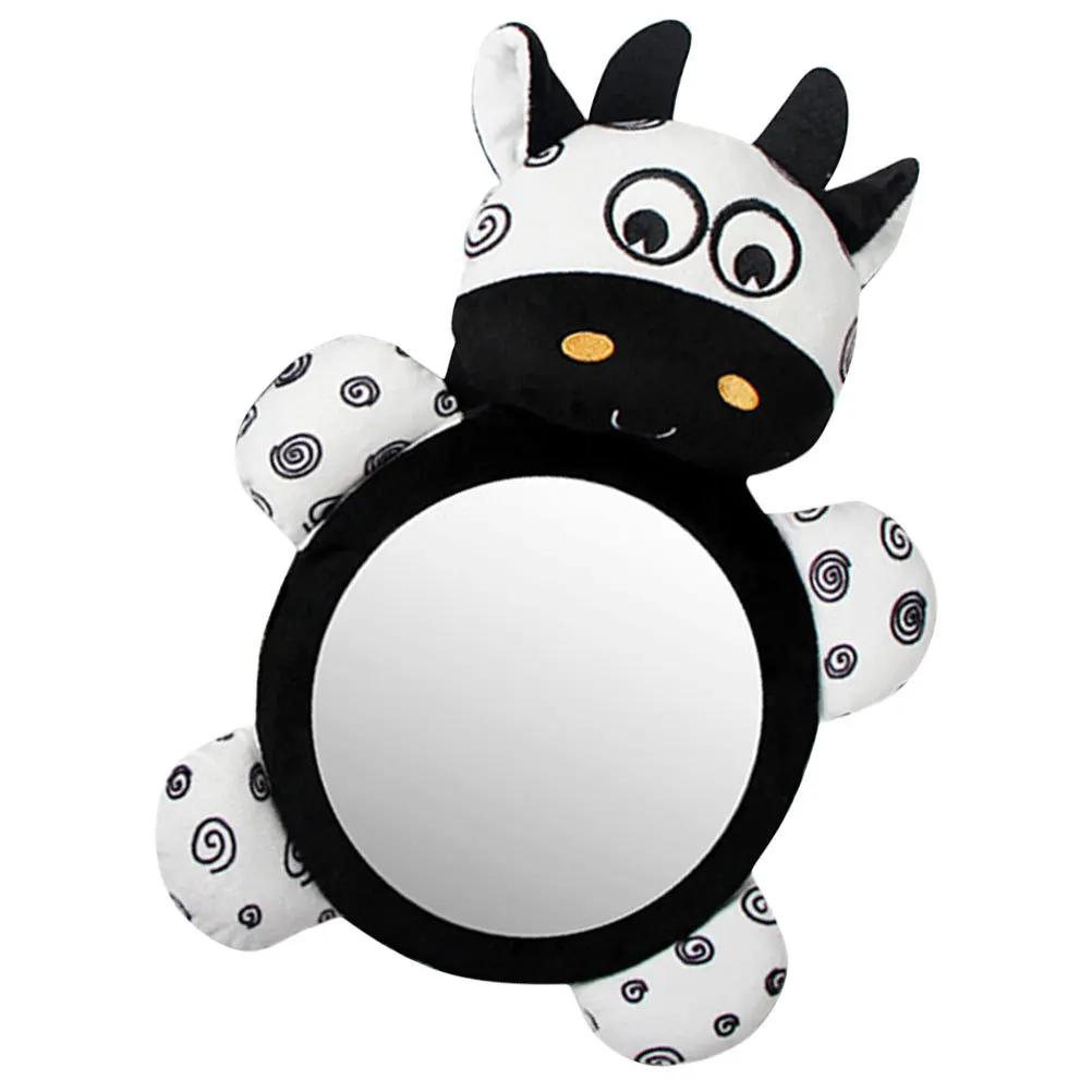 مرآة أمان للرضع ذات مواجهة خلفية للسيارة للأطفال للمقعد الخلفي مع زاوية قابلة للتعديل وسطح عاكس عالي الدقة وتصميم حيوان لطيف