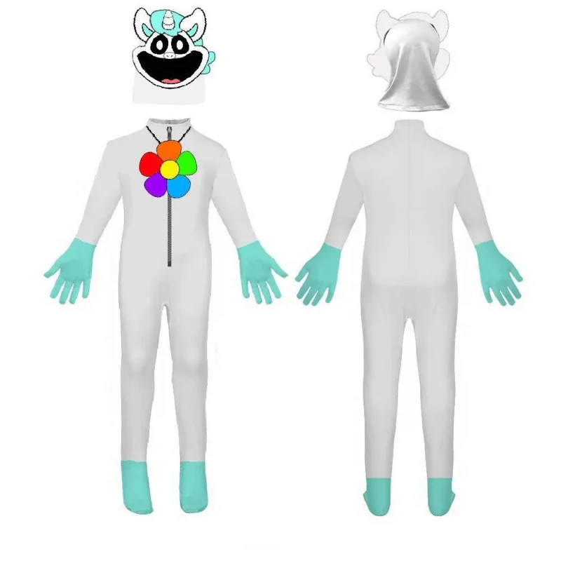 웃는 동물 고양이 코스프레 코스튬 아미날 유니콘 토끼 돼지 코끼리 곰 바디 슈트, 점프슈트 마스크, 소년 소녀 할로윈 코스튬