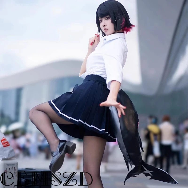 Ellen Joe Cosplay JK Uniform Cost Game Zenless Zone Zero Anime Cartoon Sexy Dress Halloween Shark Leather Tail Accessories Wigs