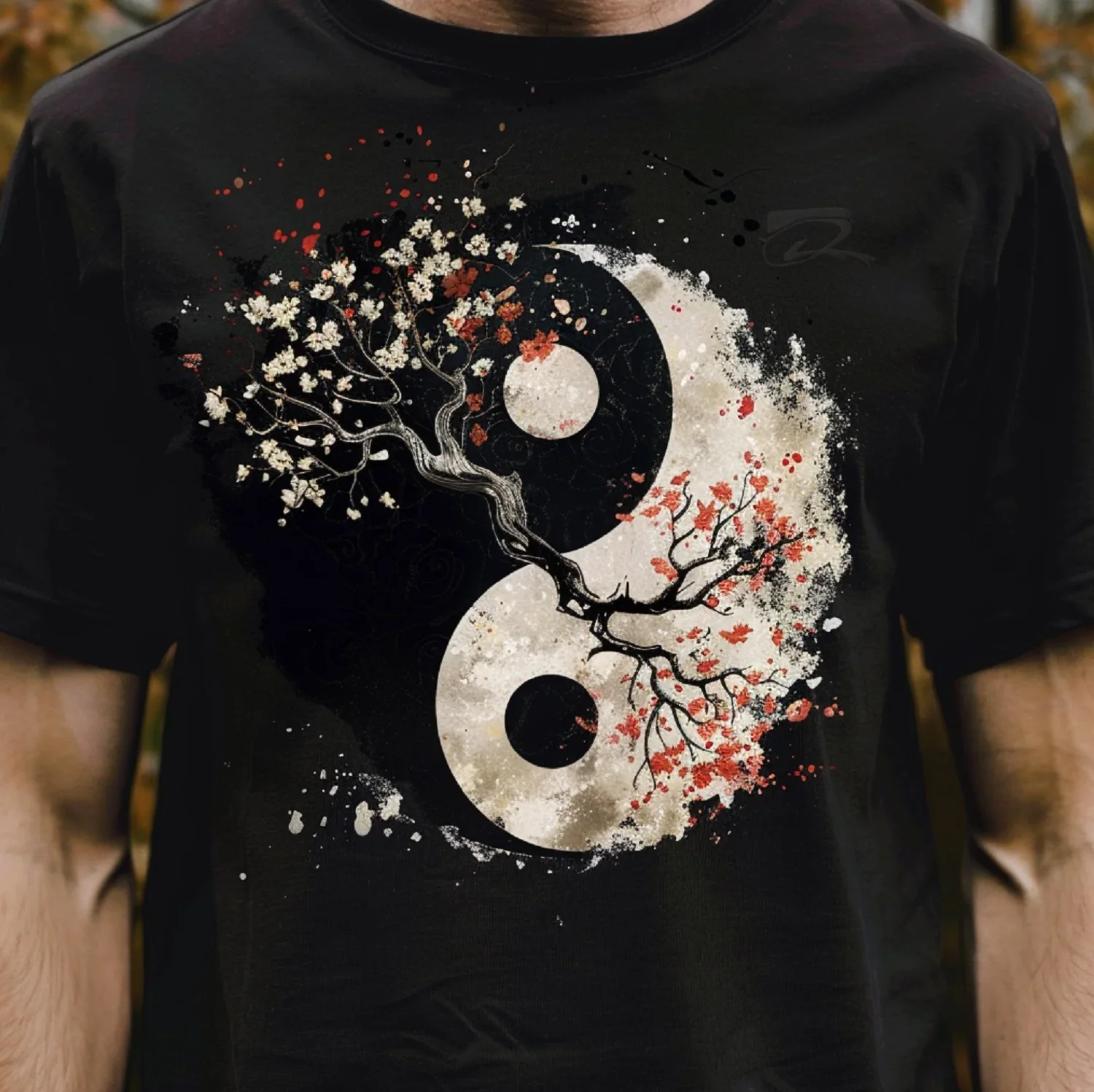 Harmonious Tees Tree of Life Black T-Shirt guofengYin-yang Bagua Tai Chi Clothing Tops  Men Clothing  Streetwear