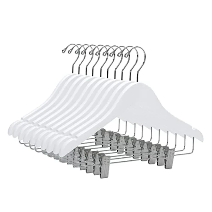 

Набор деревянных вешалок для юбок 14 дюймов - для подростков и детей, с изогнутыми плечиками, поворотным хромированным крючком, регулируемая металлическая.