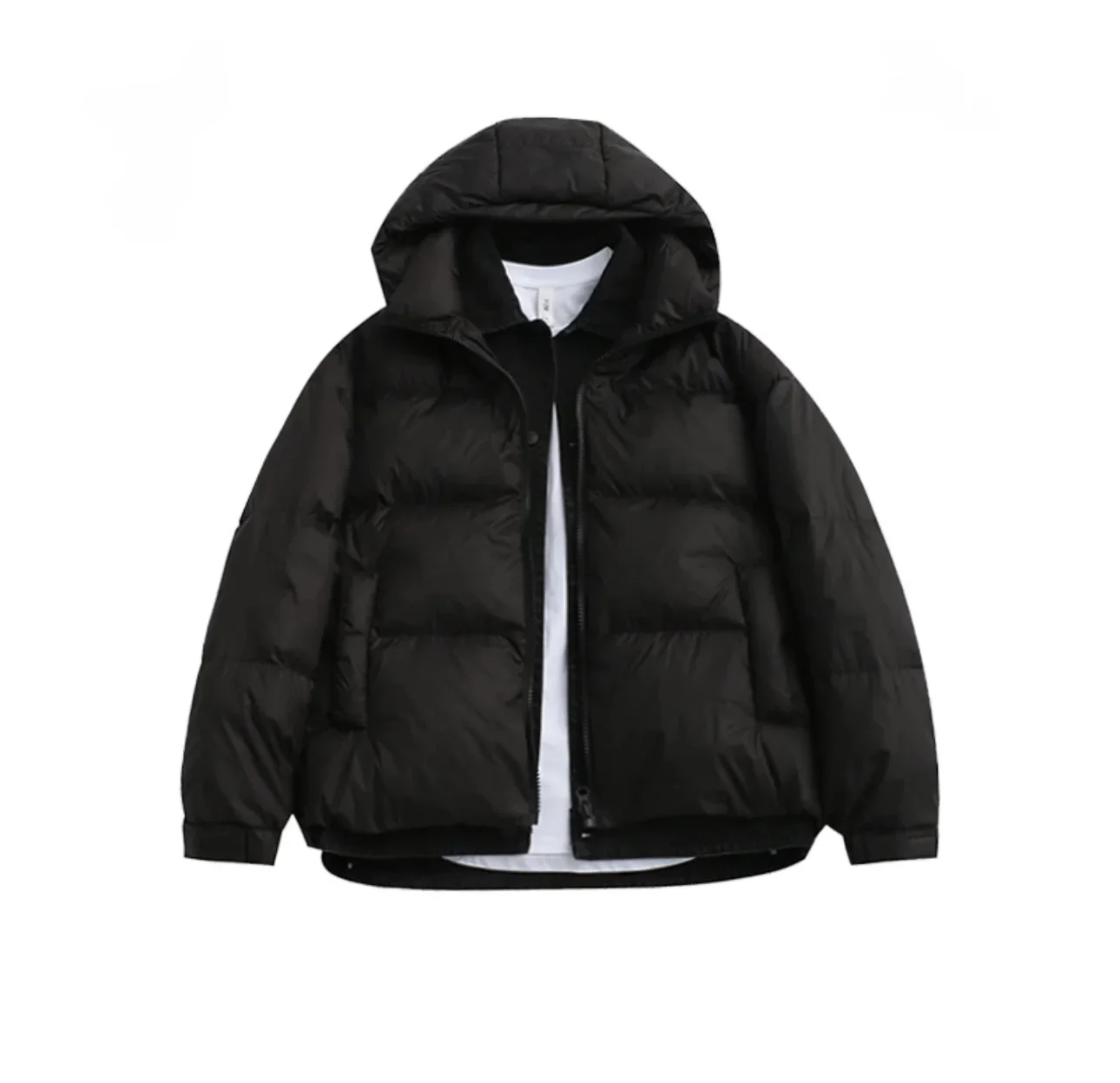 New Fashion 2025 White Duck Down Coats Winter Men Fake Two Piece Pockets Jackets Male Loose Hooded Casual Down Overcoats