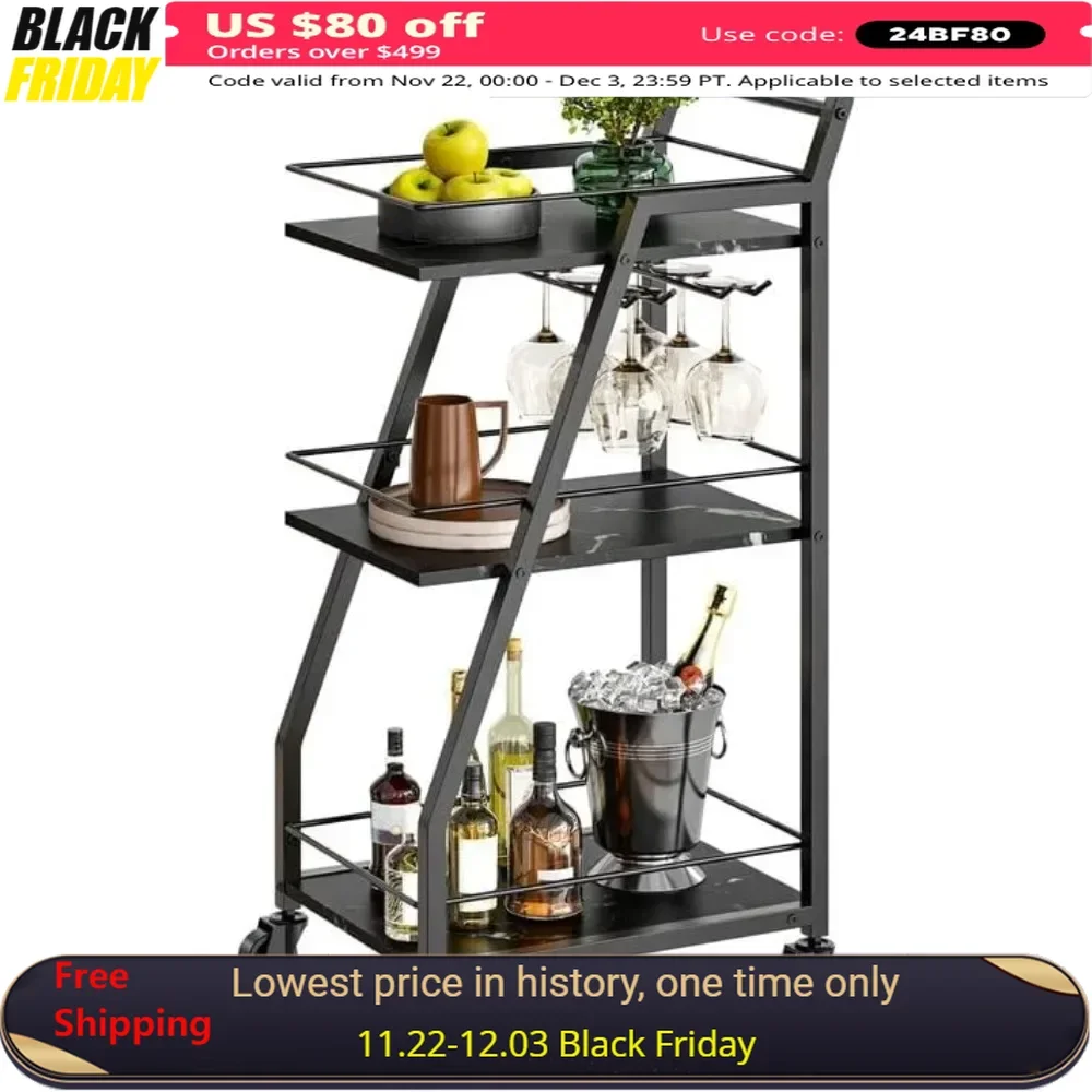 Bar trolleys, home bar trolleys, small bar trolleys on wheels, beverage trolleys, home bars service trolleys with glass shelves