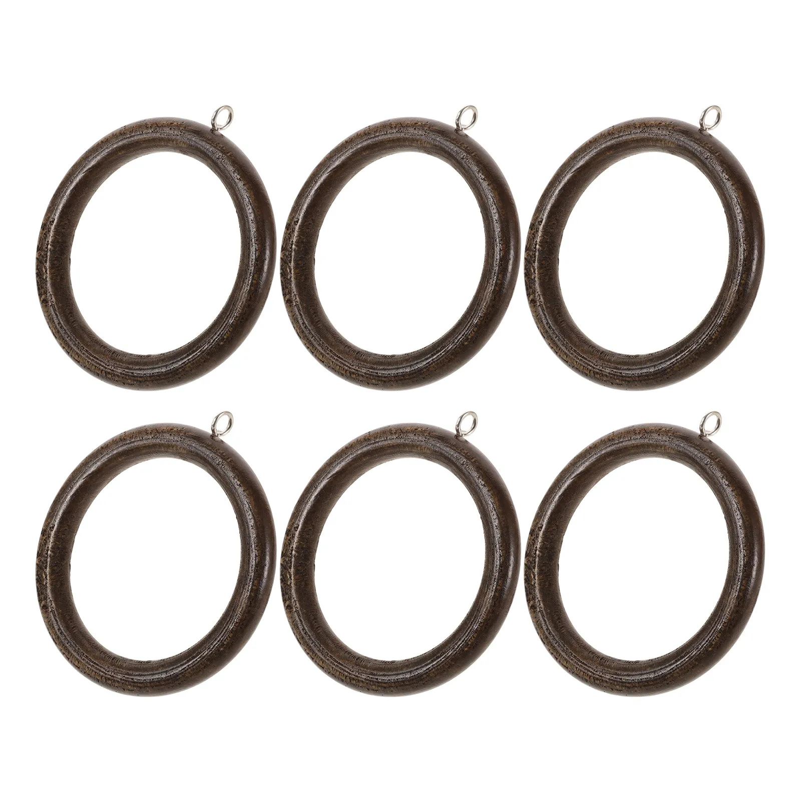 6Pcs Wooden Curtain Rings with Smooth Polished Surface Elegant Drapery Rod Rings for Roman Rods and Standard Rods Natural Rustic