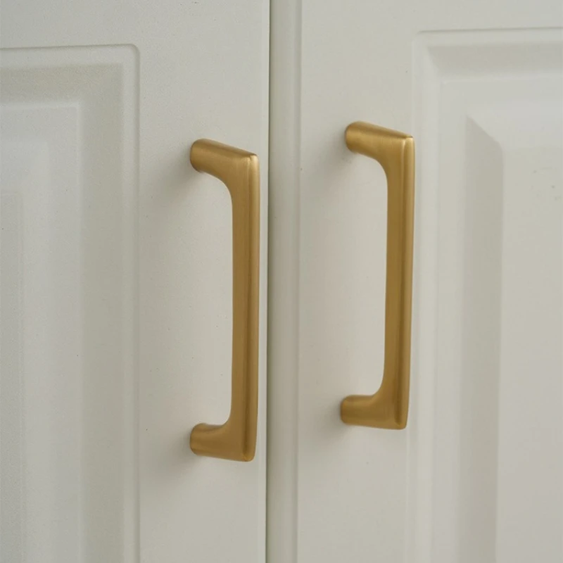 Modern Solid Brass Handles for Furniture Golden Handles for Wardrobe and Drawer Brass Hardware Fitting Cabinet Knobs and Handles