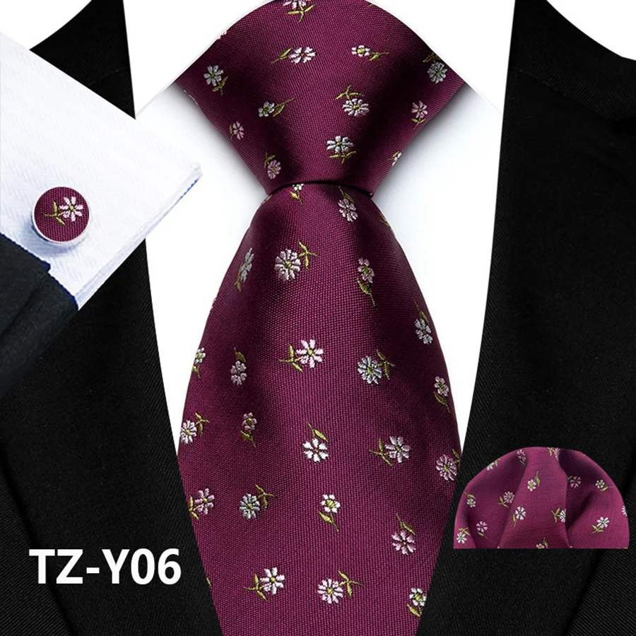 Paisley-Krawattenset für Herren, luxuriöse Krawatte, Einstecktuch, Manschettenknöpfe, 3-teiliges Set, klassische florale Krawatte, Einstecktuch für Anzug, Hochzeit, Business, Cravata – Detail 11