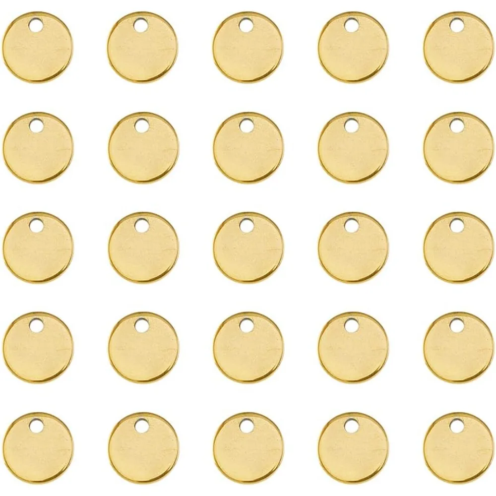 

Blank Tag Charms Stainless Steel Flat Round Stamping Tag Charms Small Disc Personalized Blank Word Charms for Jewelry