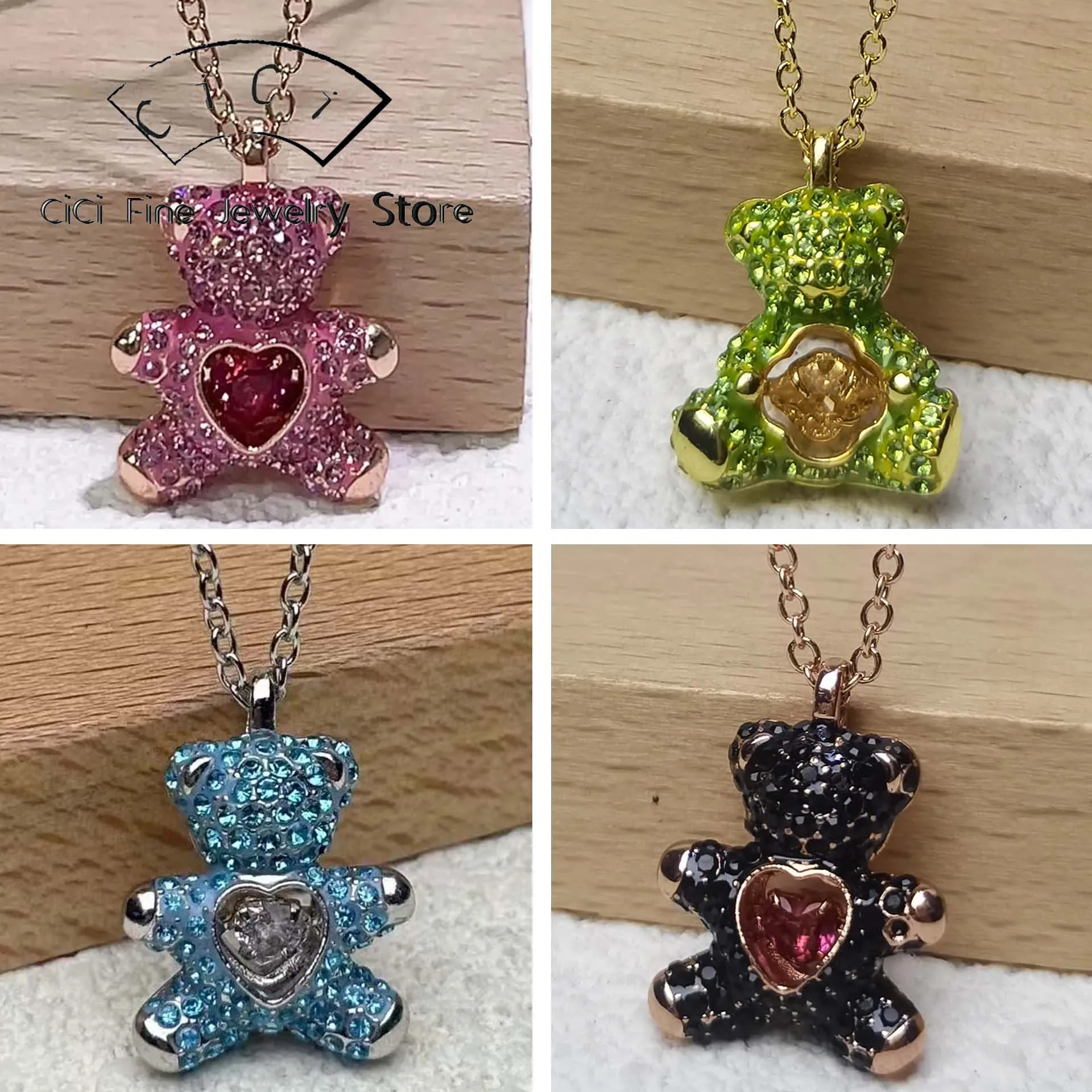 

Оригинальный модный сверкающий кристалл 2025, ожерелье с медведем, серьги, браслет, очаровательный женский комплект ювелирных изделий высокого класса, аксессуары для вечеринок