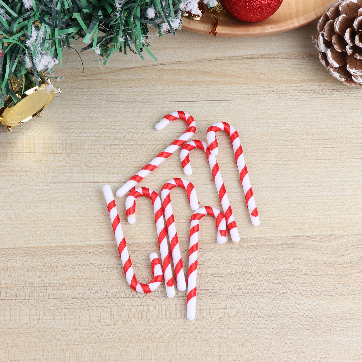 

50Pcs Christmas Crutch Hanging Pendant Decorative Props 5Cm Plastic Colorful Ribbon for Tree Wall Porch Home Garden Holiday