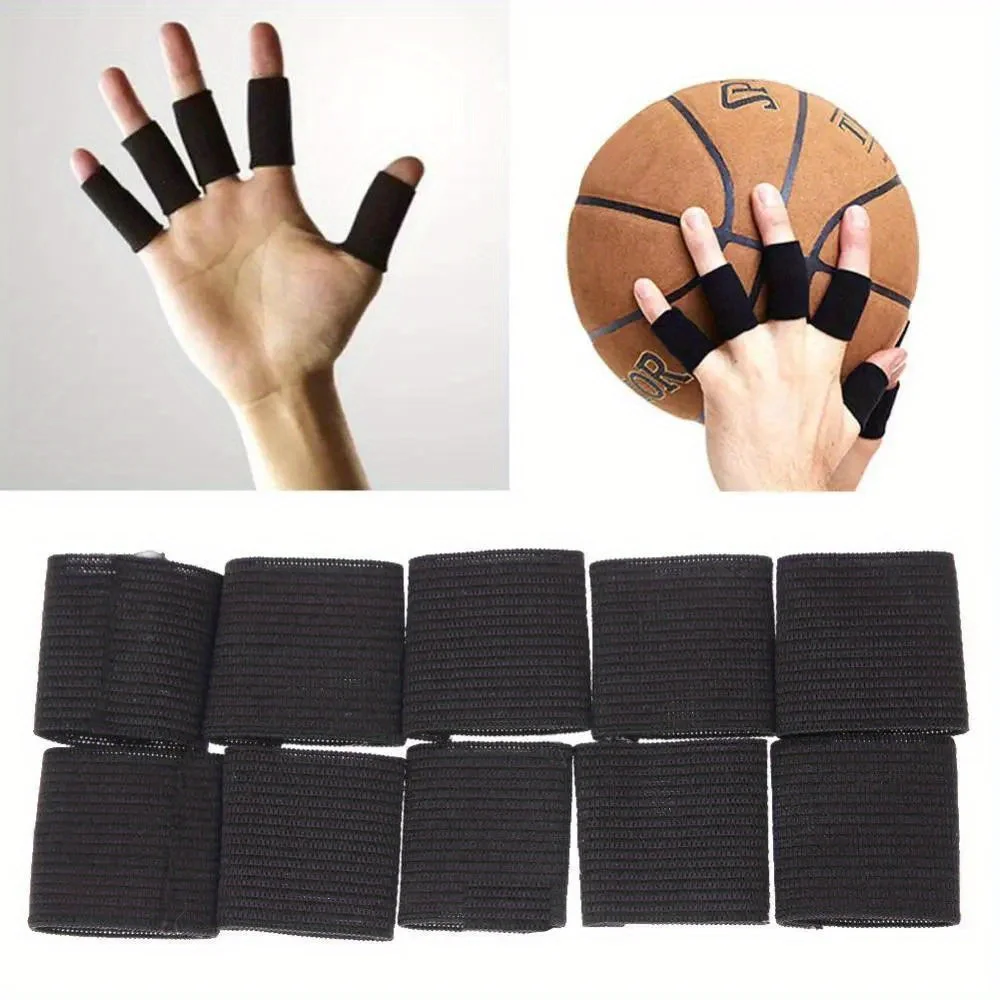 10Pcs Stretchy Finger Protector Sleeve Support Arthritis Basketball Stretchy Bands Finger Protection Aid Straight Wrap