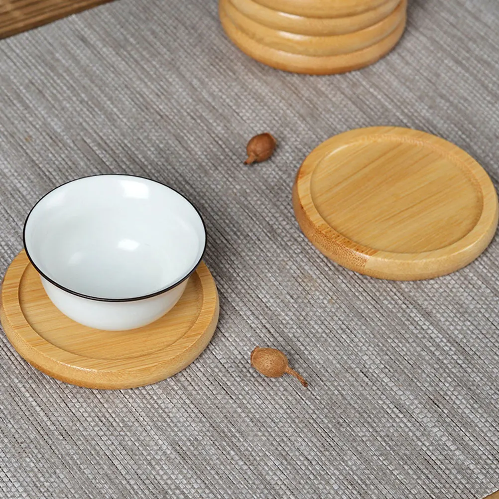 

6 Pcs Bamboo Coasters Round Heat Resistant Color Small Saucer Holder Table Protective Pad Plant Decorative Non