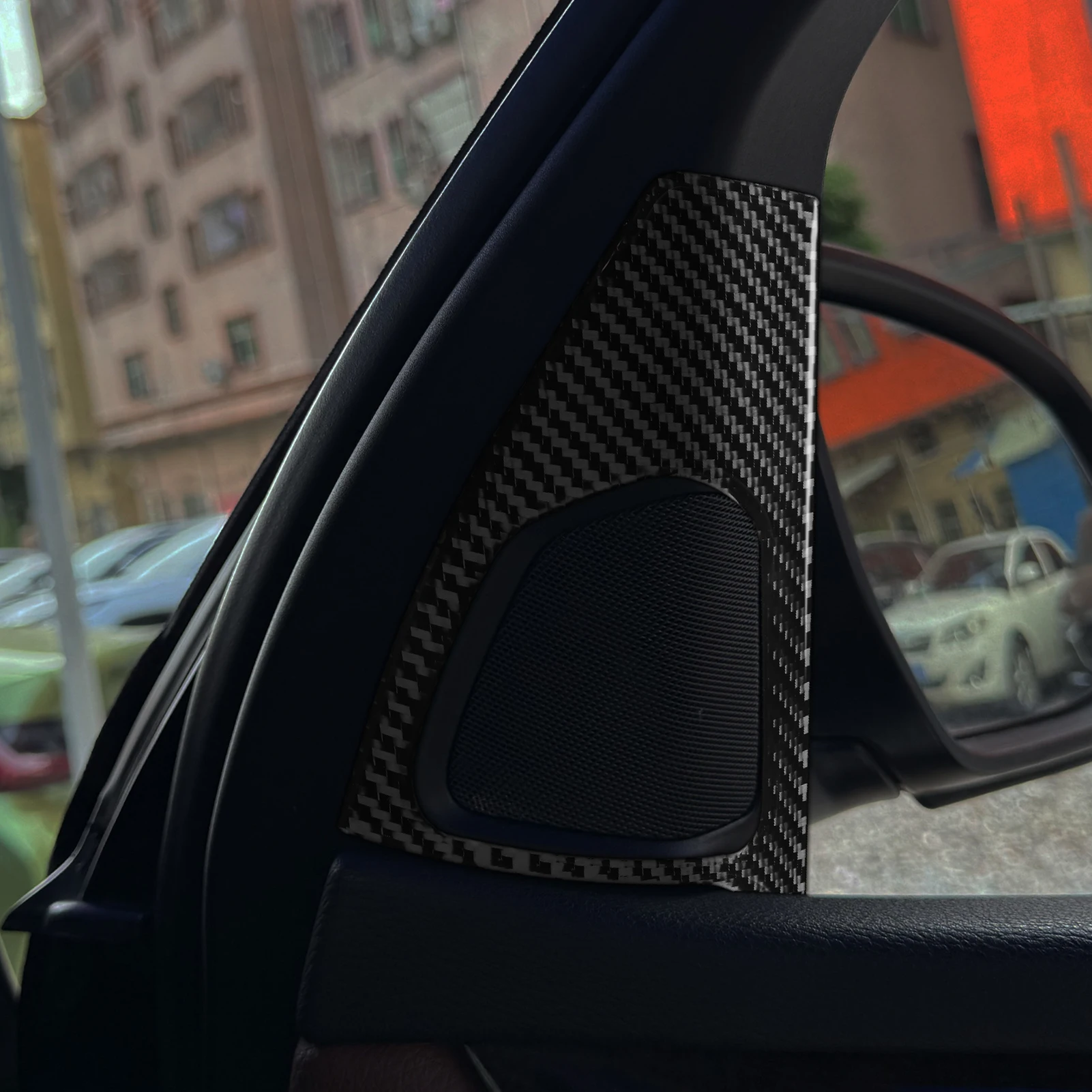 For BMW X5 F15 2014-2018 Carbon Fiber Door A-pillar Speaker Horn Audio Panel Cover Decorative Car Accessories Decoration Sticker - view 2
