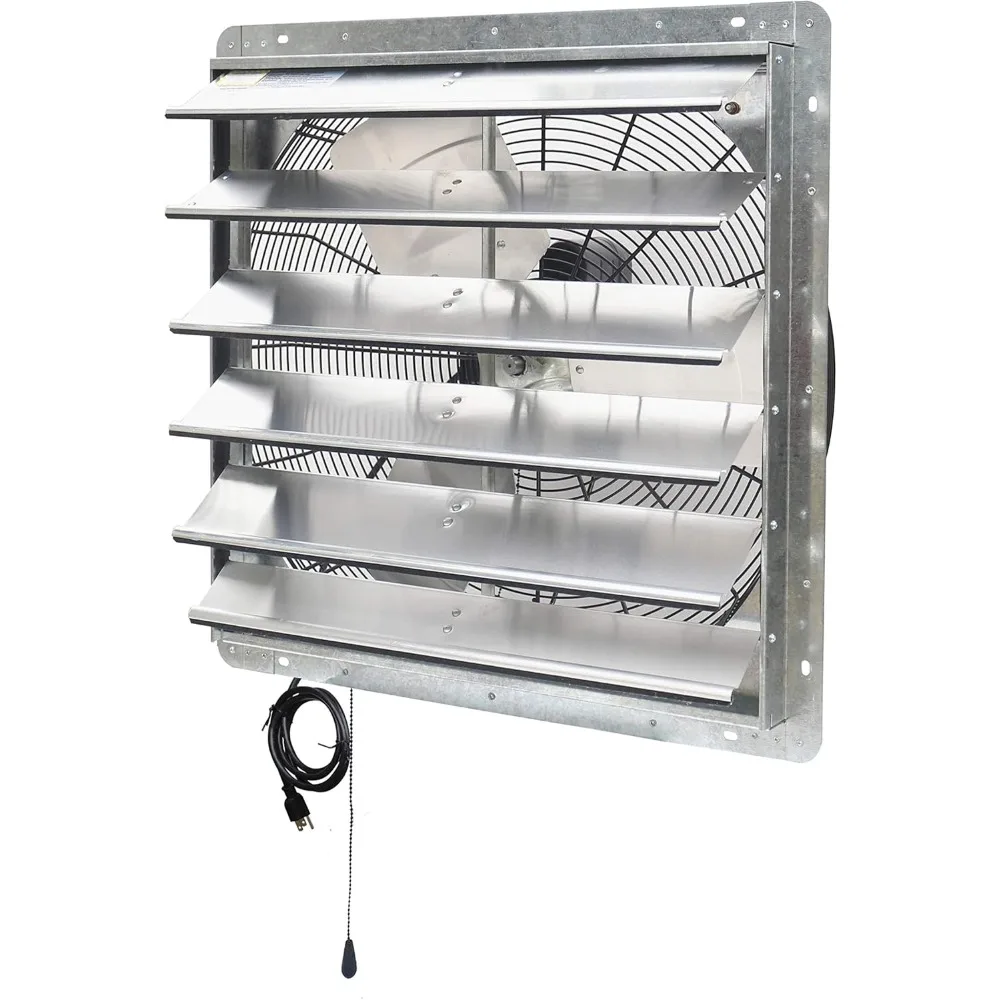 Louver exhaust attic garage growth, ventilation fan, 2 speed thermostat 6 ft long 3 plug cord, 24 