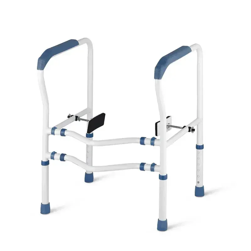 Adjustable Height & Width Toilet Armrests Toilet Safety Rails Free Standing Safety Aid Frame Handrails Rotatable Clip