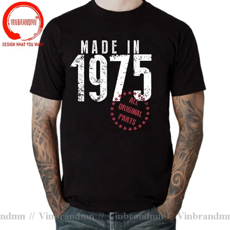 48TH Birthday Gift Vintage Made In 1975 48 Years Old Mixtape T Shirt Cassette Tape T Shirts Men Born in 1975 Male Black T-shirt