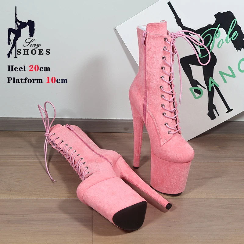 Neue 8 "20cm rosa Wildleder High Heels Pole Dance Schuhe Fetisch Plattform Frauen Stiefeletten Nachtclub Stripphr Stiefel maßge schneiderte Farbe