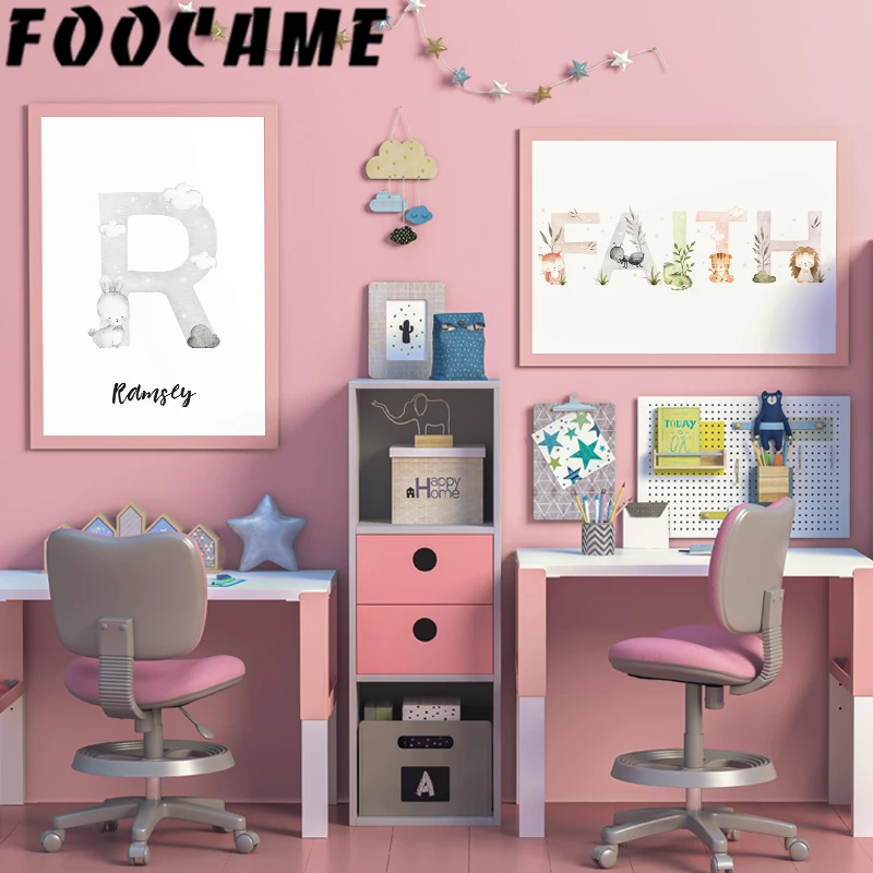 First Name Personalized Painting Own Canvas Poster Making Text Alphabet Baby Room Custom Wall Art Print Decorative Pictures