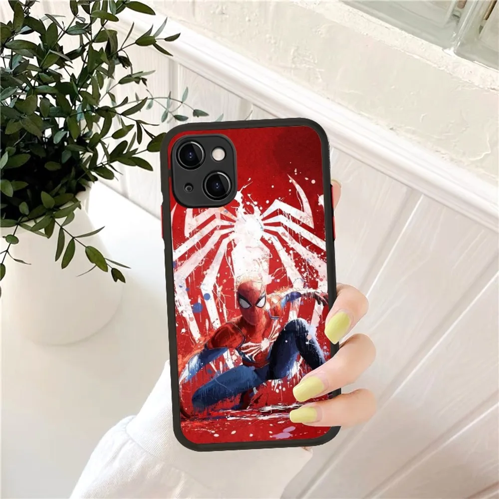 Cartoon M-Marvel S-Spidermans Phone Case for iPhone 14 11 12 13 Mini Pro Max 8 7 Plus X XR XS MAX Translucent Matte Cover